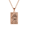 Rose gold tarot necklace featuring The World card pendant with an eye and star design - Rose Gold Tone The World
