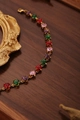 Bracelet chaîne en or élégant avec pierres de zircon colorées en forme de cœur et fermoir - Or 18 carats / Cœur Multicolore (ZHB425金)