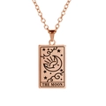 Rose gold Tarot Moon pendant necklace in stainless steel with detailed engraving - Rose Gold Tone The Moon