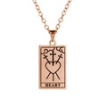 Rose gold tarot heart necklace with three swords engraving and o-link chain design - Rose Gold Tone Heart