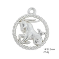 Antique silver Capricorn zodiac pendant with hollow rope texture and goat relief - Capricorn / Antique Silver