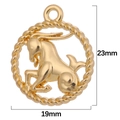 Golden Capricorn zodiac pendant in 23mm height with twisted rope edge design - Capricorn / Antique Gold