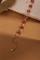 Bracelet chaîne dorée élégant avec zircons rouges alternés et pierres cristallines - Or 18 carats / Zircon Rouge Chaîne d'or (ZHB436金)