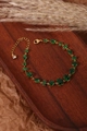 Bracelet élégant en or avec zircons vert émeraude aux formes géométriques variées - Or 18 carats / Gemme Géométrique Verte (ZHB452金)