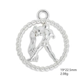 Silver antique Aquarius zodiac charm pendant with hollow design, size 19x22.5mm - Aquarius / Antique Silver