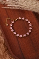 Bracelet doré délicat orné de zircons roses en forme de cœur avec fermoir ajustable - Or 18 carats / Cœur Rose (ZHB426金)