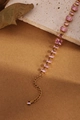 Bracelet élégant en or avec pierres roses rectangulaires et petit pendentif cœur - Or 18 carats / Dégradé Rectangulaire Rose (ZHB458金)