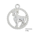 Aries zodiac charm in antique silver alloy with twisted rope border, 19x22.5mm size - Aries / Antique Silver