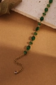 Bracelet vintage plaqué or avec zircons vert émeraude ovales et petite pierre violette - Or 18 carats / Émeraude Ovale (ZHB449金)