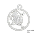 Antique silver Leo zodiac charm with twisted rope frame, 19x22.5mm alloy pendant - Leo / Antique Silver