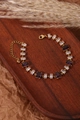 Bracelet doré élégant avec zircons violets et transparents et pendentif cœur - Or 18 carats / Violet & Blanc Rectangulaire (ZHB455金)