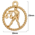 Golden Libra zodiac coin pendant with twisted frame and dimensions 23mm by 19mm - Libra / Antique Gold
