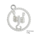 Scorpio zodiac charm in antique silver finish with detailed scorpion and rope border - Scorpio / Antique Silver