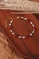 Bracelet chaîne dorée serti de zircons rouges et transparents de taille poire élégant - Or 18 carats / Forme Poire Rouge & Blanche (ZHB461金)