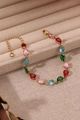 Bracelet doré élégant avec pierres colorées en forme de goutte et fermoir mousqueton - Or 18 carats / Forme Poire Quatre Couleurs (ZHB462金)