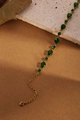 Bracelet élégant plaqué or avec zircons vert émeraude en goutte et chaîne réglable - Or 18 carats / Forme Poire Verte (ZHB463金)