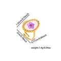 Misurazione dettagliata di dimensioni e peso dell'anello floreale dorato con petali - Stile Fiore Secco Viola Ovale (ZHR2274 Gold) / Oro