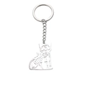 Portachiavi gatto scheletro traforato in acciaio inossidabile stile gotico souvenir - Color Acciaio