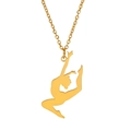 Creative stainless steel gymnast pendant necklace with a golden silhouette of a dancer - Gold