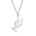 Gymnast silhouette pendant necklace in polished silver stainless steel for girls - Steel