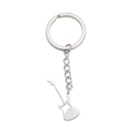 Sleek silver stainless steel electric guitar pendant keychain for music lovers - Steel