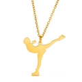 Gepolijst goud 304 roestvrijstalen ketting met kunstschaatsen atleet silhouet hanger - Kunstschaatsen Balans Pose (ASS2022110305) / Goud