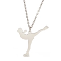 Elegante kunstschaatser silhouet hanger van gepolijst 304 roestvrij staal zilver - Kunstschaatsen Balans Pose (ASS2022110305) / Staalkleur