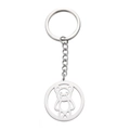 Portachiavi minimalista in acciaio inossidabile con ciondolo a forma di orso su fondo bianco - Argento