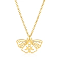 Polished gold stainless steel necklace with hollow butterfly moth moon pendant - Necklace / Gold
