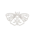 Polished silver stainless steel moth pendant with hollow-out wings and moon patterns - Pendant Only (Without Chain) / Steel