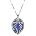 Eagle crest police badge necklace with blue faceted stone and enamel in vintage silver - Blue