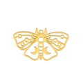 Polished gold cutout moth pendant made of 304 stainless steel with crescent moon details - Pendant Only (Without Chain) / Gold