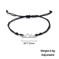 Adjustable black woven rope bracelet with a 304 stainless steel mountain pendant charm - Mountain Style-Steel Color