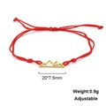 Detail of adjustable red cord bracelet with a gold-colored hollow mountain pendant - Mountain Style-Gold Color
