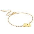 Bracelet en acier inoxydable doré avec pendentifs pieds de bébé évidés et fermoir mousqueton - Or
