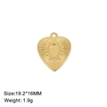 Detail of gold heart pendant with sunburst texture measuring 19.2x16mm and weighing 1.9g - Heart-shaped Mirror / Gold