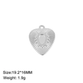 Polished stainless steel heart pendant with radial texture and 19.2*16MM dimensions - Heart-shaped Mirror / Steel