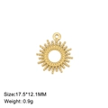 Detail shot of a golden sunburst pendant with dimensions 17.5x12.1mm and 0.9g weight - Bead Chain Sun / Gold