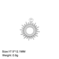 Polished stainless steel sunburst circle pendant necklace charm measuring 17.5x12.1mm - Bead Chain Sun / Steel