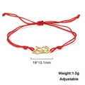 Verstellbares rotes Seilarmband mit goldenem Fuchshänger aus poliertem Edelstahl - Fuchs-Stil-Goldfarbe