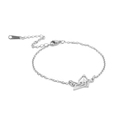 Zilveren roestvrijstalen armband met origami kraanvogel hanger en verstelbare O-ketting - Staalkleur