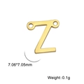 Pendentif lettre Z doré en acier inoxydable à double trou, taille 7,06x7,05 mm - Or-Z