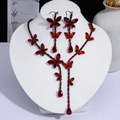 Parure de bijoux élégante avec strass rouges papillon goutte collier et boucles - Forme Vigne Papillon (PJ--92)