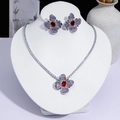 Parure de bijoux élégante à fleurs violettes avec collier et boucles d'oreilles - Floral à Cinq Pétales (PJ--116)