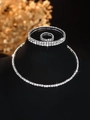 Elegant bridal jewelry set featuring a diamond necklace, bracelet and ring in silver finish - Silver Single Double Row Prong Necklace Bracelet Ring Set (PJ--T0300--2)