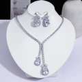 Parure de bijoux argentés élégants avec cristaux en forme de goutte - Style de Gland Goutte d'Eau Pavé (PJ--172)