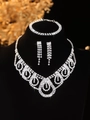 Elegant bridal jewelry set with silver teardrop necklace, bracelet, and drop earrings - Silver Multi-Layer Intertwined Water Drop Necklace Bracelet Earrings Set (PJ--T0216)
