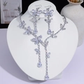 Parure de bijoux élégante avec collier et boucles d'oreilles en strass papillon - Papillon Goutte d'Eau Pavé (PJ--119)