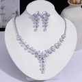 Parure élégante de collier et boucles d'oreilles en argent avec strass brillants - Style Papillon Floral (PJ--139)
