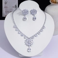 Parure de bijoux élégante avec gouttes d'eau en diamants pour mariage et soirée - Style Floral Goutte d'Eau (PJ--180)